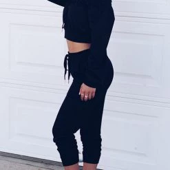 Levency New In Off Shoulder Drawstring Crop Jogger Pants Set