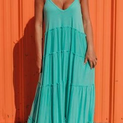 Levency New In Tiered Pockets Slip Maxi Dress
