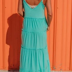 Levency New In Tiered Pockets Slip Maxi Dress