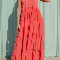 Levency New In Tiered Pockets Slip Maxi Dress