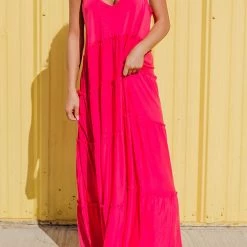 Levency New In Tiered Pockets Slip Maxi Dress