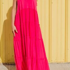 Levency New In Tiered Pockets Slip Maxi Dress
