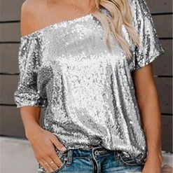 Levency New In Sequin Dew Shoulder Blouse