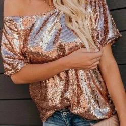 Levency New In Sequin Dew Shoulder Blouse