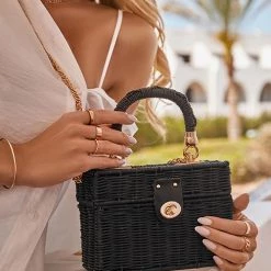 Levency New In Straw Crossbody Tote Clutch Bag