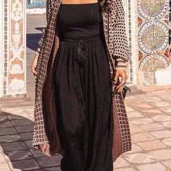 Levency New In Digital Print Long Sleeve Cardigan Coat