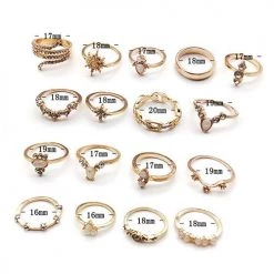Levency Rinestone Boho 17PCS Ring Sets