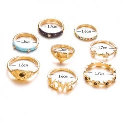 Levency New In Eyes Love Heart 8PCS Ring Set