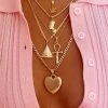 Levency Pharaoh Leaf Cross Heart Layer Necklace