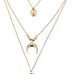 Levency Px Horn Pendant Layer Necklace New In
