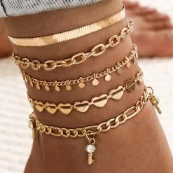 Levency Heart Key 5PCS Layer Bracelets New In