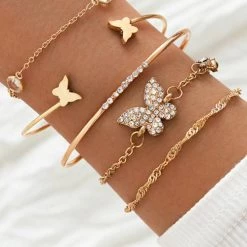 Levency Butterfly Rhinestone Layer Bracelets