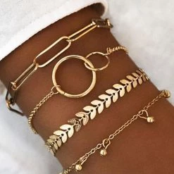 Levency Leaf Ring Layer Bracelets New In