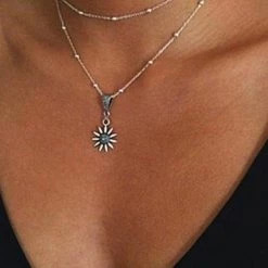 Levency Sunflower Layer Necklace New In