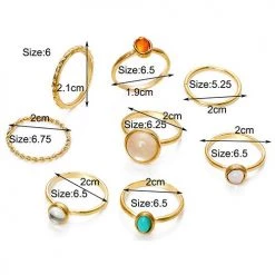 Levency Colorful Cat Eye Ring Set