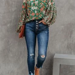Levency New In Floral Balloon Sleeve Blouse