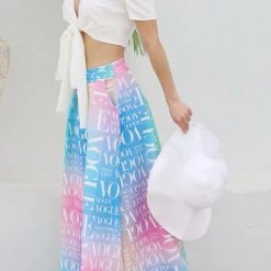 Levency New In College Print High Waist Wide Leg Pants