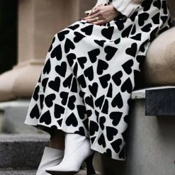 Levency Full Of Love A-Line Knit Midi Skirt New In