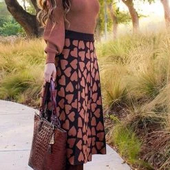 Levency Full Of Love A-Line Knit Midi Skirt New In