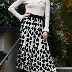 Levency Full Of Love A-Line Knit Midi Skirt New In