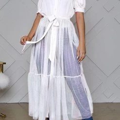 Levency Showing Off A Little Shirt Cover Dress