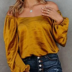 Levency New In Off The Shoulder Silky Top