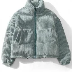 Levency Corduroy Stand Collar Puffer Coat