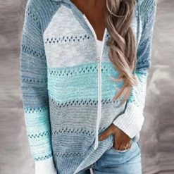 Levency Gradient Zipper Hoodie Cardigan New In