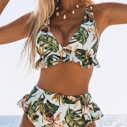 Levency Floral Print Ruffles Bikini Set New In