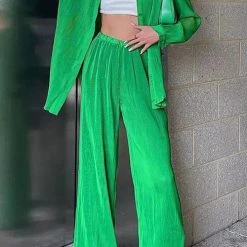 Levency Pleated Oversized Shirt And Trouser Set New In