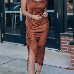 Levency New In Date Night Satin Midi Dress