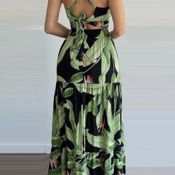 Levency New In Sleeveless Backless Crop Tops Maxi Skirt Sets