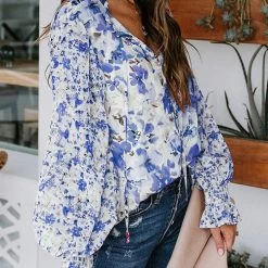 Levency Floral Button Cuffed Sleeve Blouse 16 Levency Floral Button Cuffed Sleeve Blouse