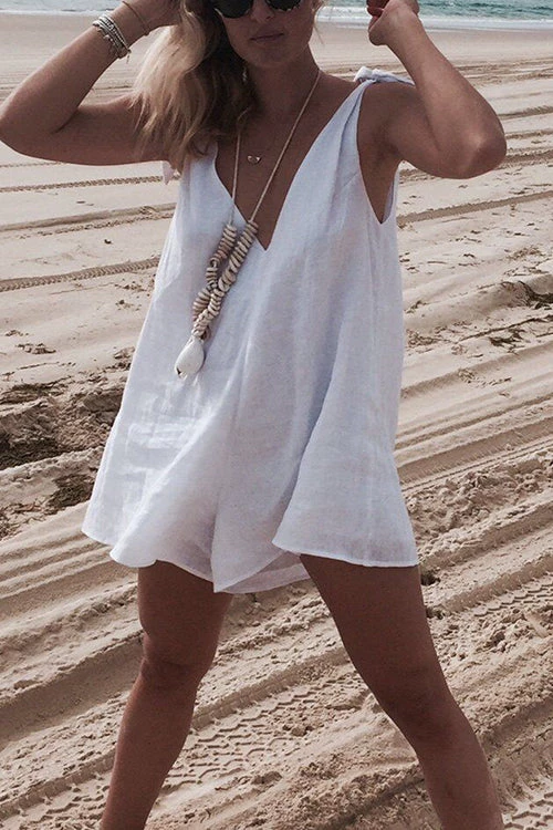 Levency New In Tie Shoulder V Nck Romper 4 Levency New In Tie Shoulder V Nck Romper