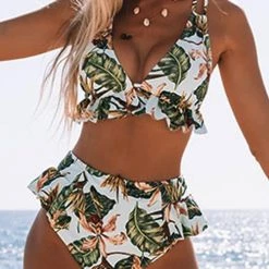Levency Floral Print Ruffles Bikini Set New In