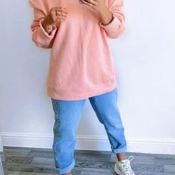 Levency New In Solid O Neck Long Sleeve Hoodie