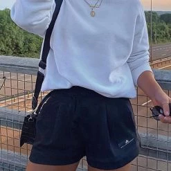 Levency New In Solid O Neck Long Sleeve Hoodie