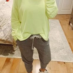 Levency New In Solid O Neck Long Sleeve Hoodie