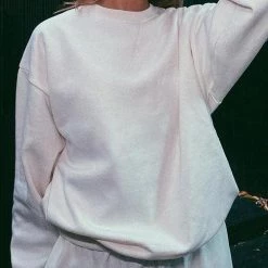 Levency New In Solid O Neck Long Sleeve Hoodie