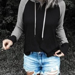 Levency New In Patchwork Drawstring Hoodie