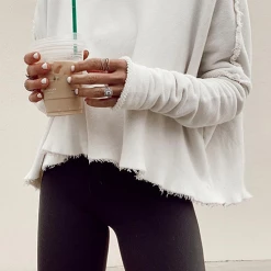 Levency Irregular Fringed Lapel Knit Sweatshirt New In