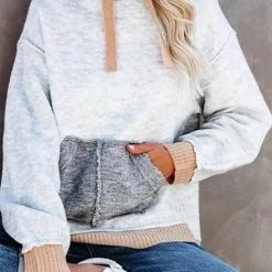 Levency Contrast Patchwork Pocket Hoodie New In