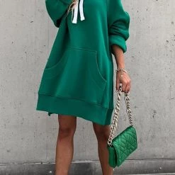 Levency New In Hooded Jumper Dress With Contrast Ties