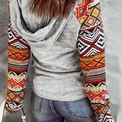 Levency Ethnic Print Sleeve Hoodie New In
