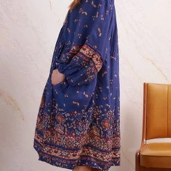 Levency New In Boho Print Long Sleeve Mini Dress