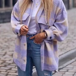 Levency Plaid Button Pockets Coat