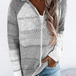 Levency Gradient Zipper Hoodie Cardigan New In