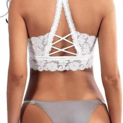 Levency Back Lace Wireless Padded Longline Bralette