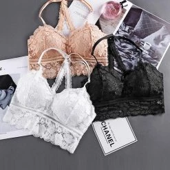Levency Back Lace Wireless Padded Longline Bralette