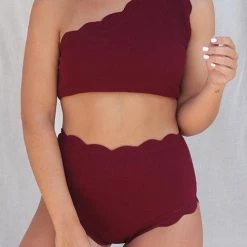 Levency Scalloped One Shoulder Bikini Set New In